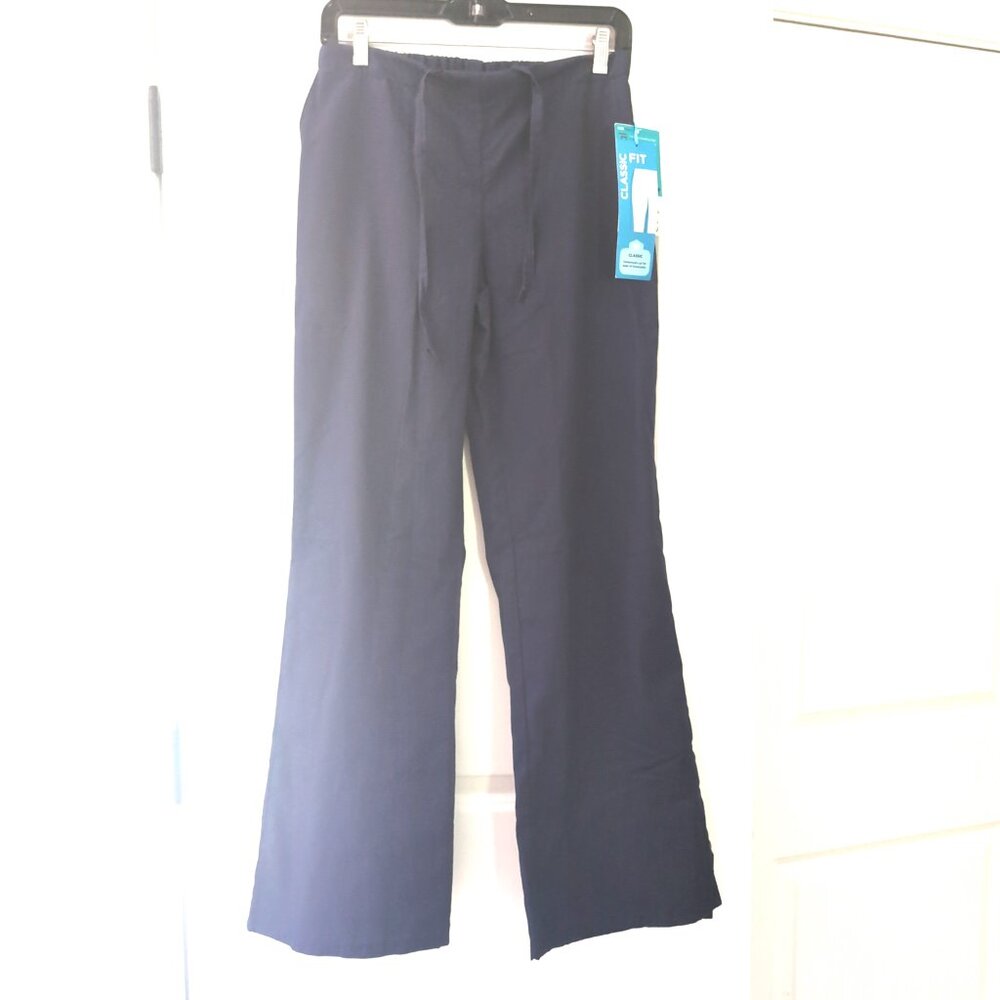 NWT Landau Essentials Flare Leg Scrub Pants Size XS Navy 8335 Drawstring Classic